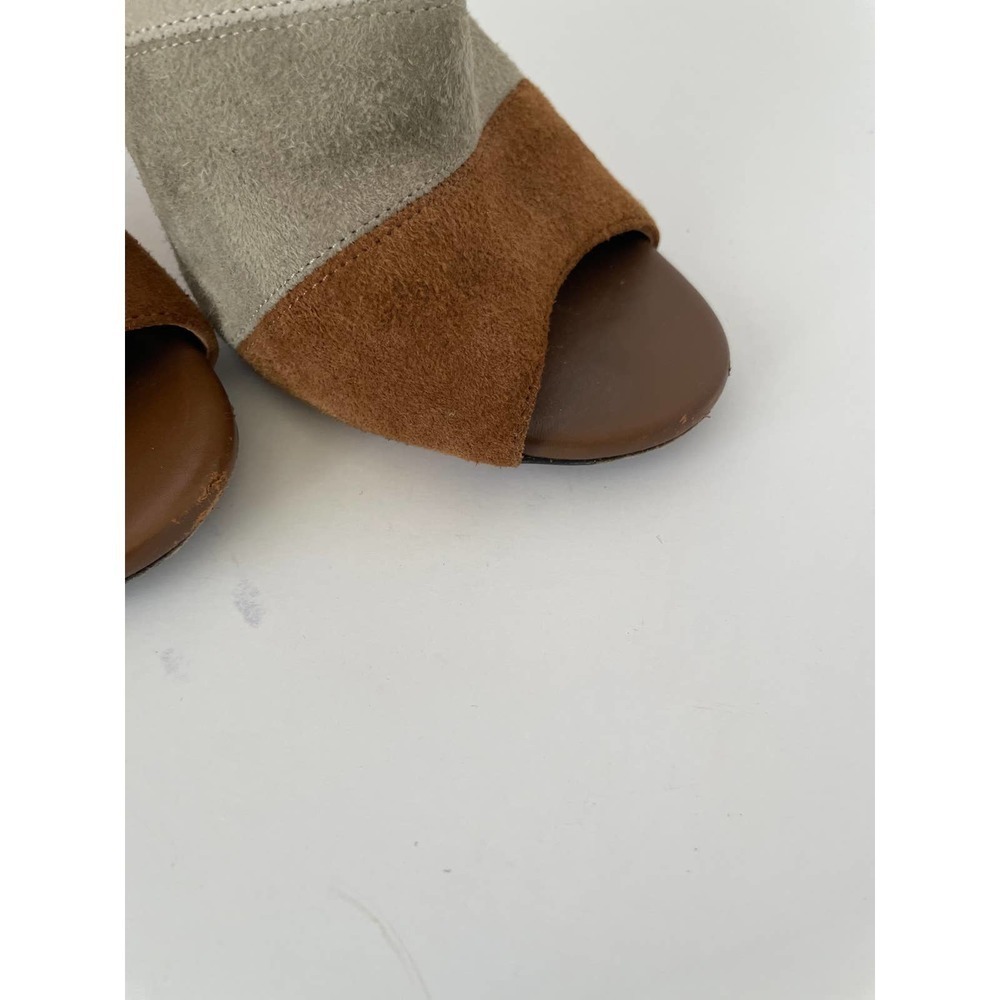 Aquazzura Tan and Gray Rainbow 105 Color Block Stripe Suede Heels, Size 36.5 🔴 - Picture 5 of 8